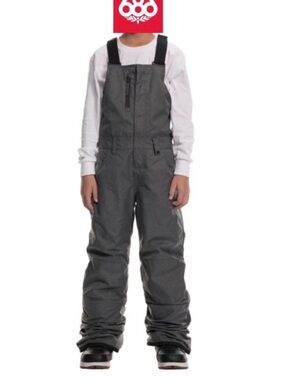 686 youth sierra Insulated Bib - Boys, grey gray black medium EUC snow ski pants